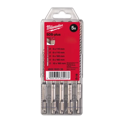 M2 SDS-Plus 2 élű fúrószár Készlet 5 részes (5 / 6 x110 mm; 6 / 8 / 10 x160 mm)  1 db