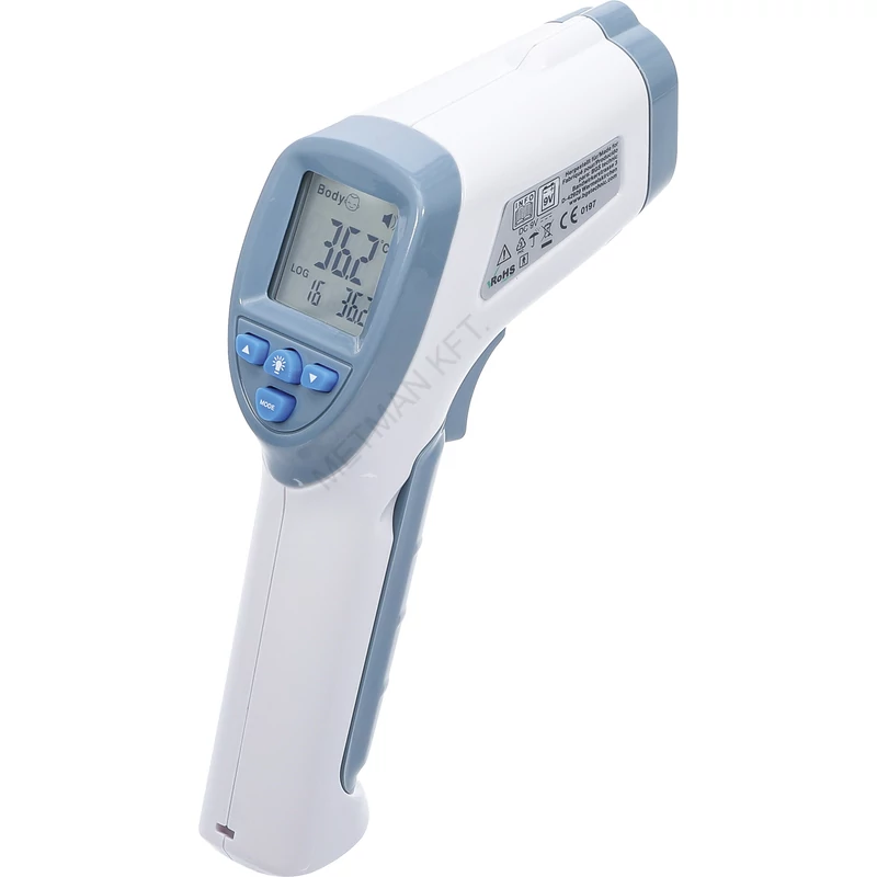 Infra homlok hőmérő, testhőmérséklet: 32.0 - 43.0 °C,  felület: 0.0 - 100.0 °C