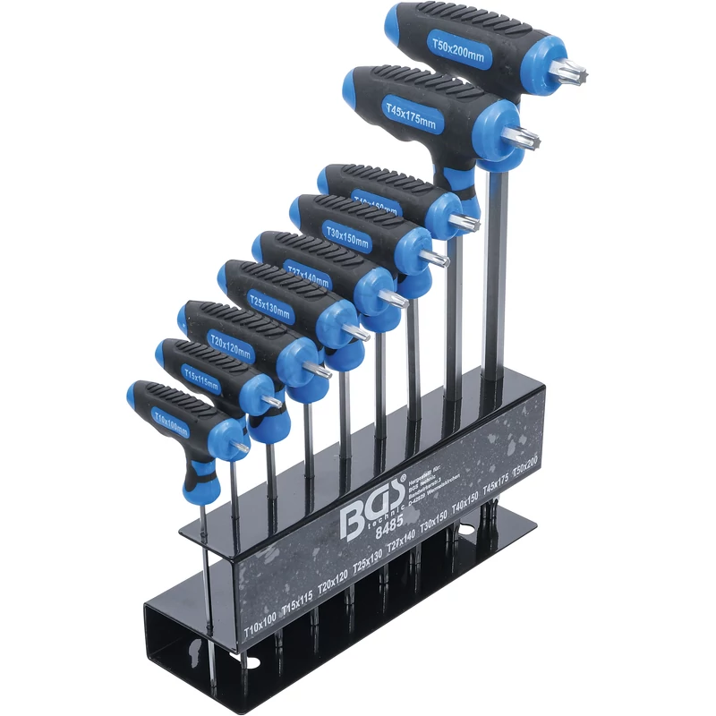 T-fogantyús kulcskészlet | T-profil (Torx) T10 - T50 | 9 darabos
