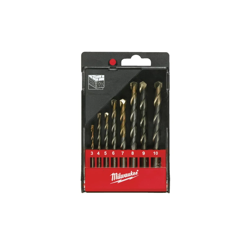 Betonfúró készlet /3, 4, 5, 6, 7, 8, 9, 10 mm/ ( 8 darabos) Műanyag dobozban 1 db