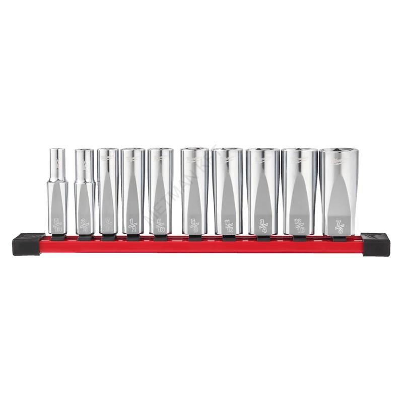 3/8" Dugókulcsok hosszú, SAE, tartósínen 10 db